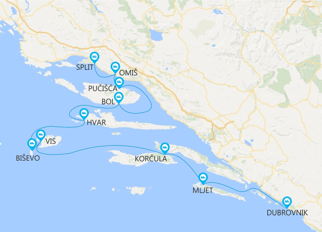 Croisière de Split à Dubrovnik